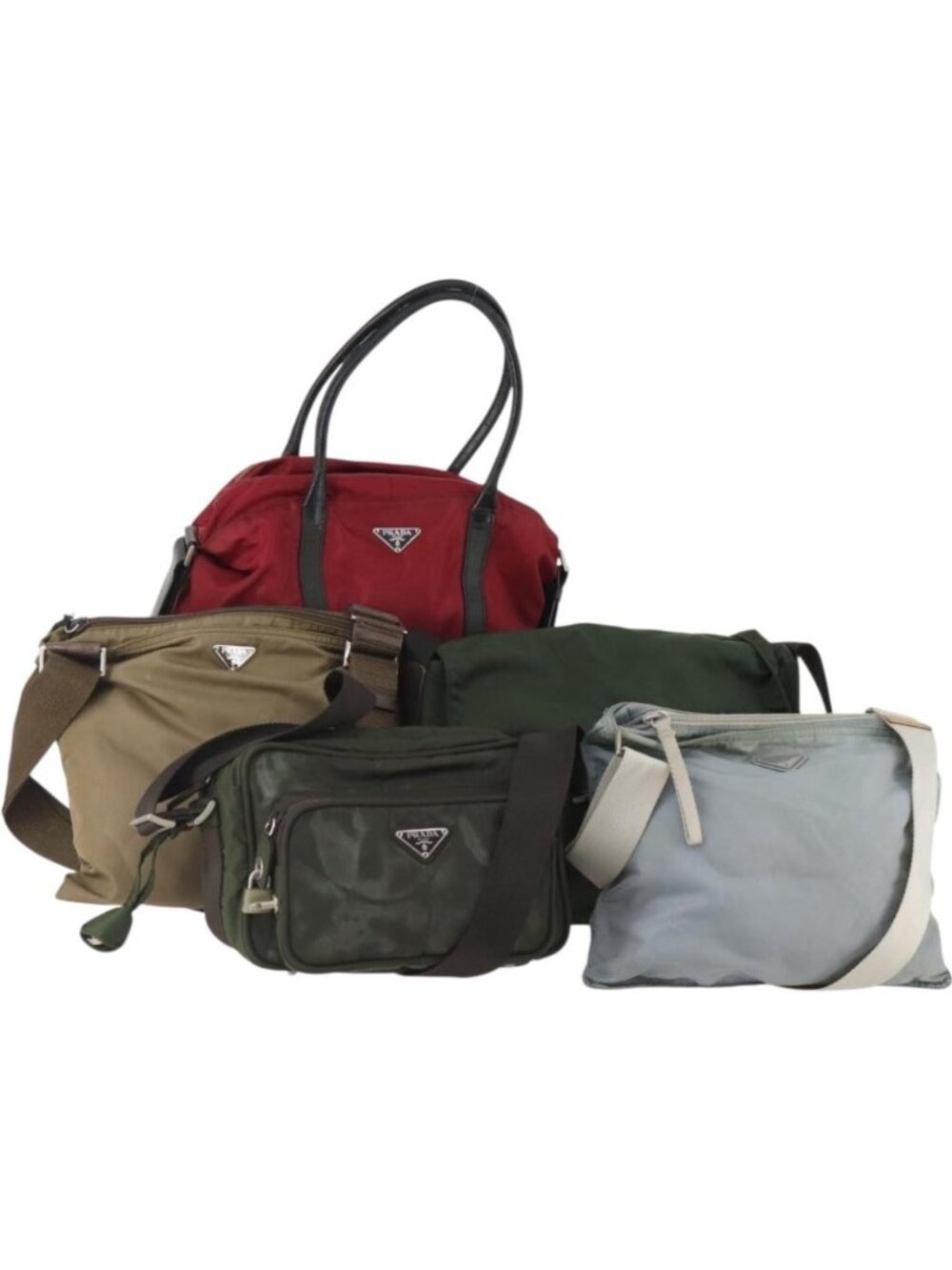 PRADA Shoulder Bag Nylon 5 Set Green Black Red